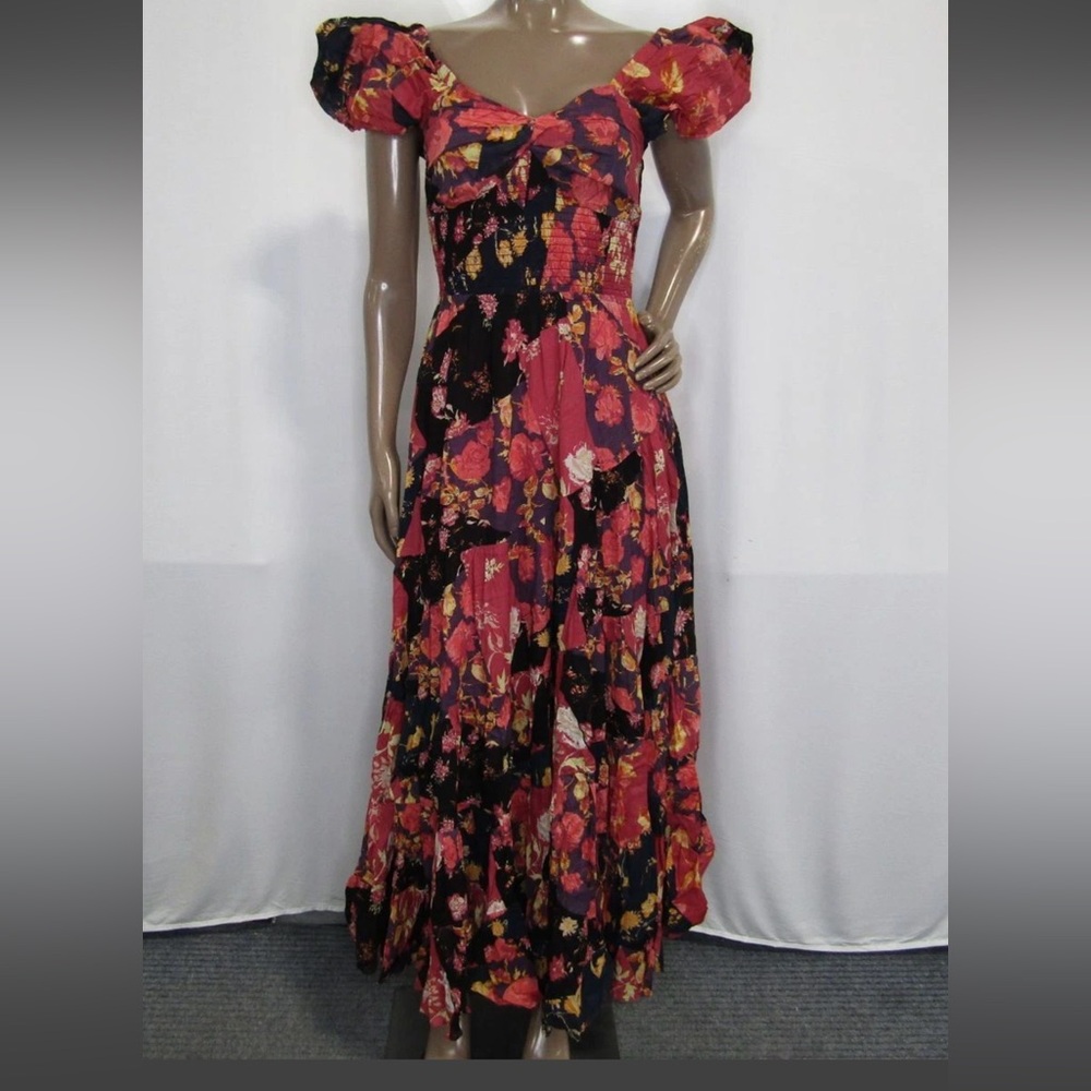 Free People Floral Maxi Dress - Red and Black